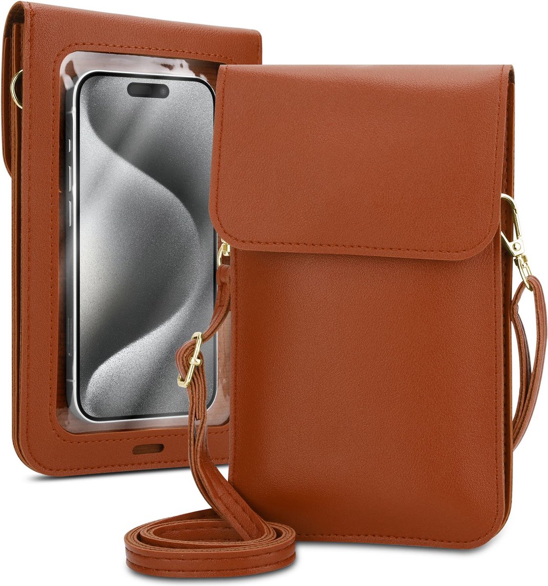 Mobielhoesje geschikt voor Google PIXEL 7 in BRUIN Etui Case Cover Handtas voor dames