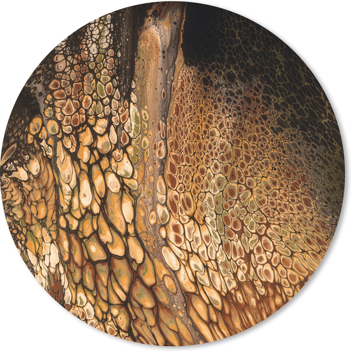 Muismat rond 20x20 cm - Mousepad Acrylverf - Pouring - Bruin - Ronde muismatten