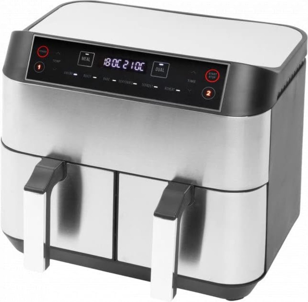 Afbeelding 3 van Equivera Dubbele Airfryer - Dubbele Mand - Dual Cook - Heteluchtfriteuse - Verschillende Programma's - Dual Zone - Mega