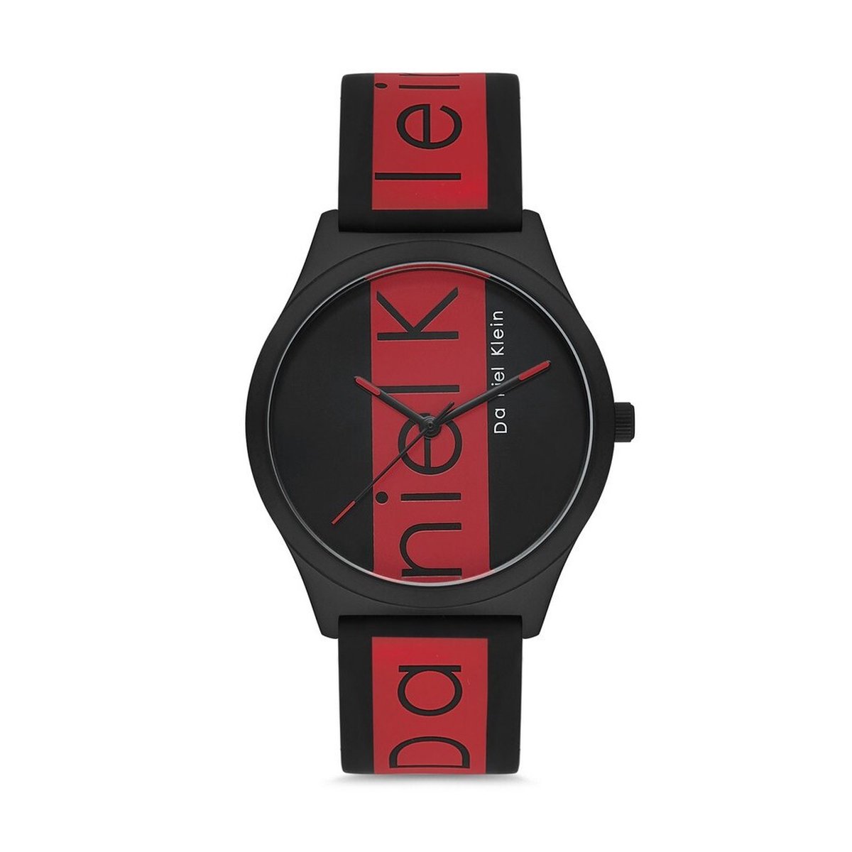 Daniel Klein DK.1.12617-5 - Horloge - Analoog - Mannen - Heren - siliconen band rpnd - Zwart - Rood