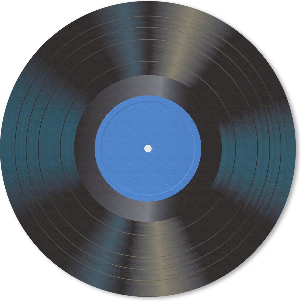 Muismat rond 40x40 cm - Mousepad LP - Blauw - Vintage - Vinyl - Ronde muismatten