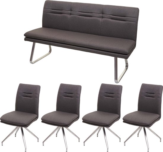HOMCOM 5-delige Eetkamerset, tafel en 4 stoelen, modern design, glazen