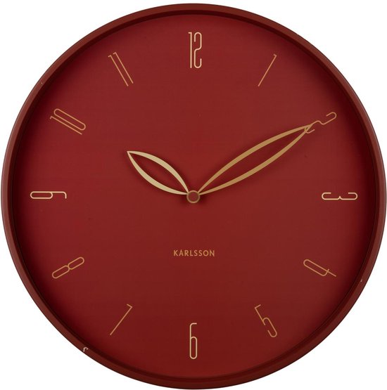 Karlsson Horloge Murale Pétales - Rouge - Ø40cm - Horloge Murale Scandinave