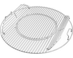 Edelstaal Grillrooster BBQ-System Ø 54.5 cm - Rond Rooster met Handvat voor Weber 57 cm Houtskoolgrills - Pizzasteen Wok Pan