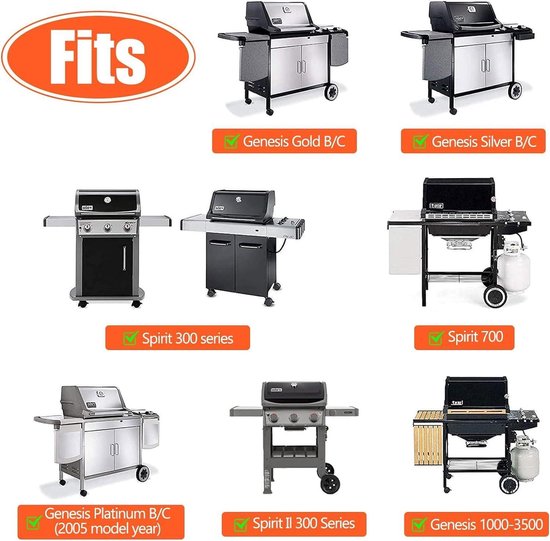 175-inch Gietijzeren Roosters voor Weber Spirit 300-serie - Spirit E-S 310-320-330 - Spirit I & II 300 - Spirit 700-900 - Genesis 1000-3500 - Genesis Gold Silver Platinum B-C met Verlengde Levensduur van Weber — afbeelding 4