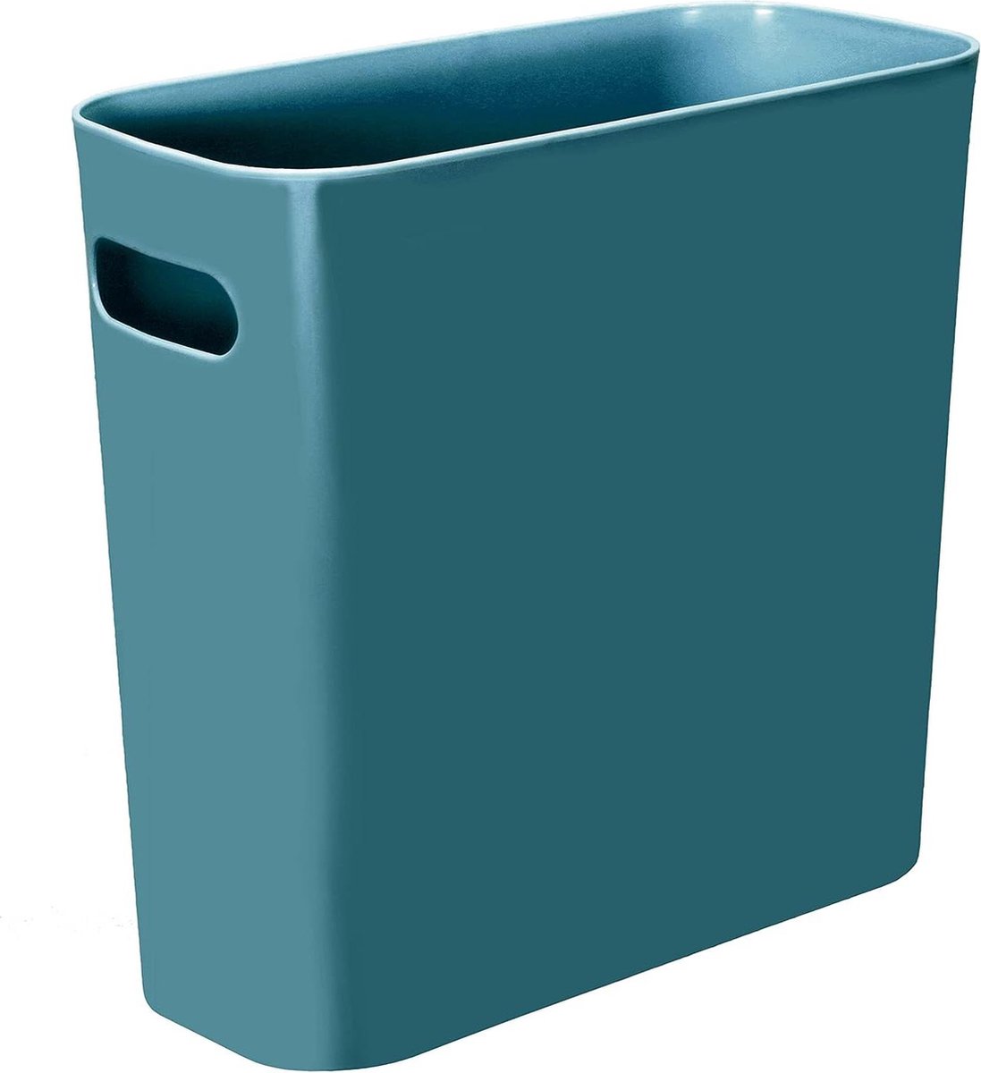 Slanke herbruikbare vuilnisbak met handgrepen voor thuiskantoor - 55 l - groenblauw