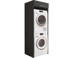 Interiax WASHWALL 'Mary' Wasmachine Ombouwkast Antraciet - Ombouw Meubel voor Droogkast - Met opbergkast - 200x67.5x67.5 cm