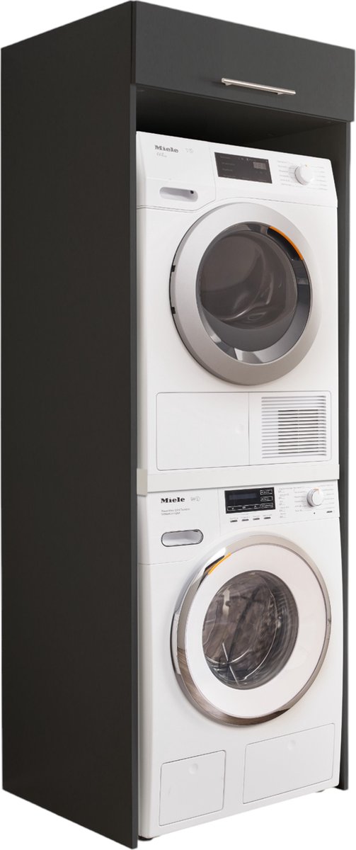 Interiax WASHWALL 'Mary' Wasmachine Ombouwkast Antraciet - Ombouw Meubel voor Droogkast - Met opbergkast - 200x67.5x67.5 cm