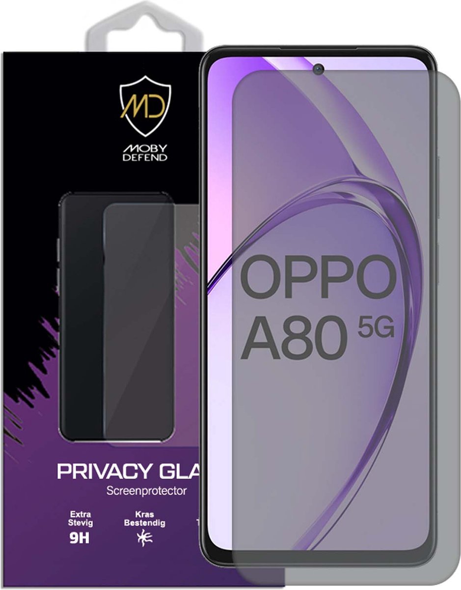MobyDefend Screenprotector - Geschikt voor Oppo A80 5G - Matte Privacy Glass Screensaver