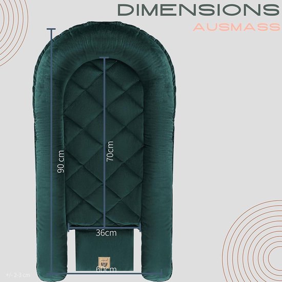 PIMKO Multifunctionele tweezijdige babynest, knuffelnest, cocon voor baby's, nestje, anti-allergische pasgeborenen, 60 x 90 cm, pluche, zacht, groen (Sunset Pink