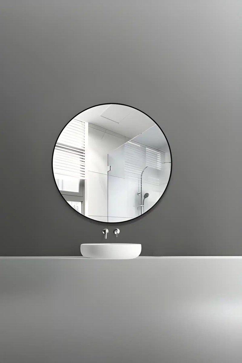 Nordic Style® Ronde spiegel 80x80cm - Zwart - Scandinavische Spiegels - Cirkel - Wandspiegel - Badkamerspiegel - Gangspiegel - Wand - Gang - Badkamer