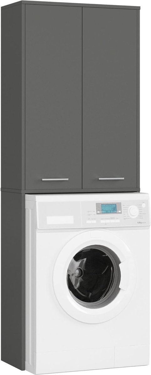 Goedkoopste Wasmachinekast met Opbergvak en Legplanken - 64x180x30 cm