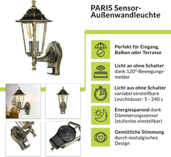 Groot brocante buitenlamp/buiten lamp/wandlamp - zwart - Buitenlampen