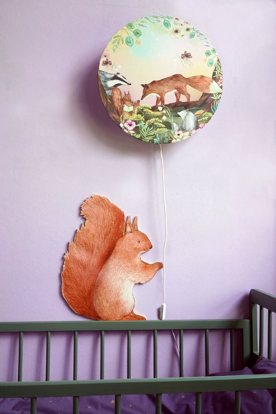 wandlamp kinderkamer vos en eekhoorn