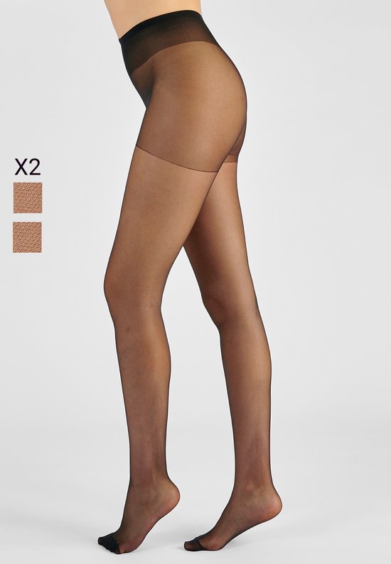 Damart - Set de 2 collants voile, 20D - Femme - Zwart - XXL