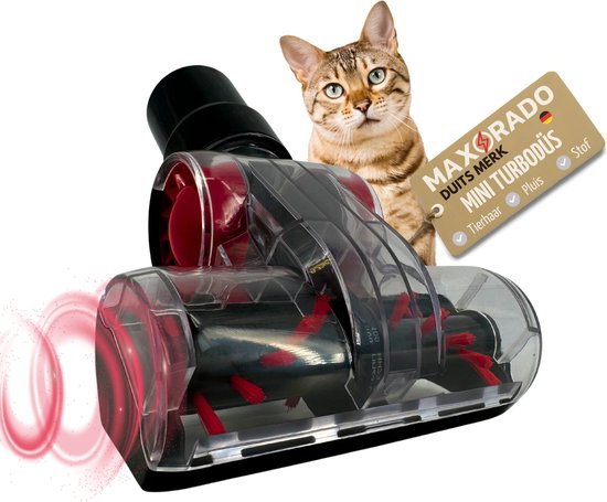Maxorado Mini turboborstel tegen dierenhaar, pluisjes enz – voor uw stofzuiger universeel voor 32 mm en 35 mm – geschikt voor Bosch, Siemens, Kärcher, Philips, Hyla, en meer – vloerzuigmond- turbine mondstuk - meubel borstel