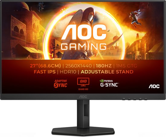 AOC G4 Q27G4XF - QHD IPS Gaming Monitor - 180hz - Verstelbaar - 27 inch