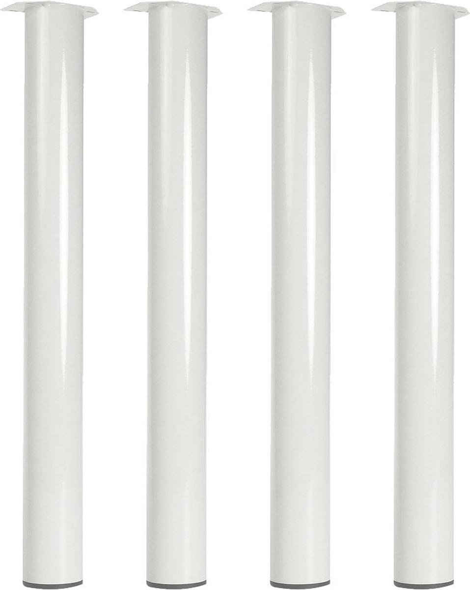 FLE - Witte stalen meubelpoot rond Ø 7,6 cm en hoogte 72 cm - Set van 4 stuks