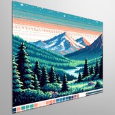 Pixel art landschap schilderij | Heerlijke pixelated panorama: een kleurrijke pixel art landschapscreatie | Kunst - 20x20 centimeter op Dibond | Foto op Dibond