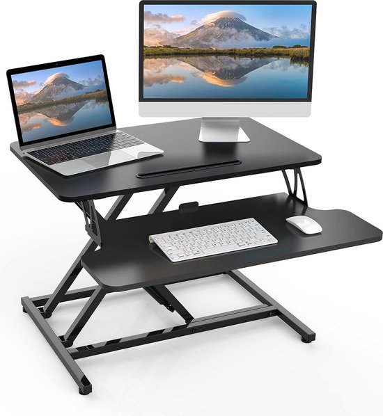 Zit-sta werkstation, zit-sta bureauconverter, in hoogte ...