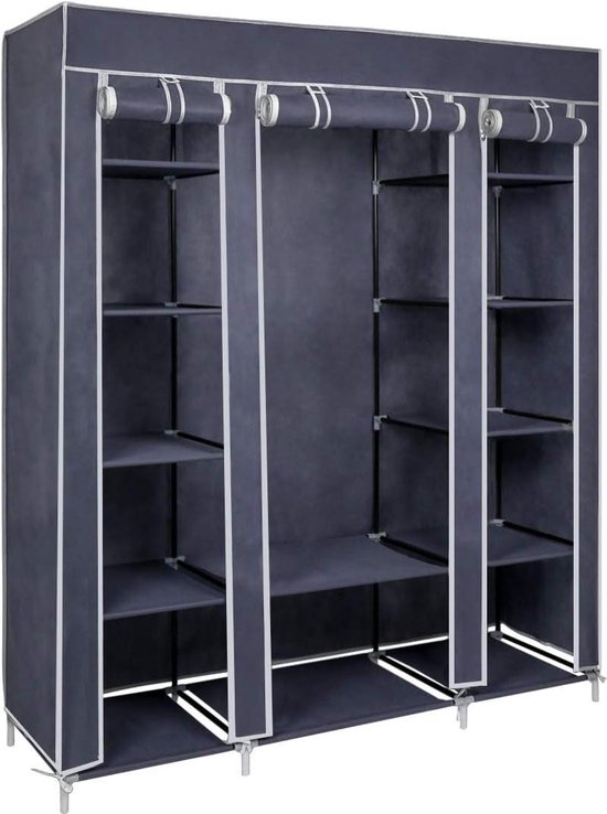 HOMCOM opvouwbare kledingkast, stoffen kast met kledingrekken en laden, voor slaapkamer, 125 x