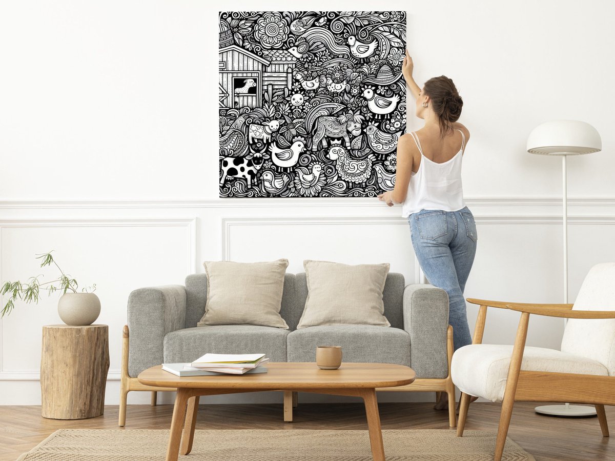 Doodle vee schilderij | Wervelende creaties: een caleidoscoop van Doodle vee Artwork | Kunst - 40x40 centimeter op Dibond | Foto op Dibond