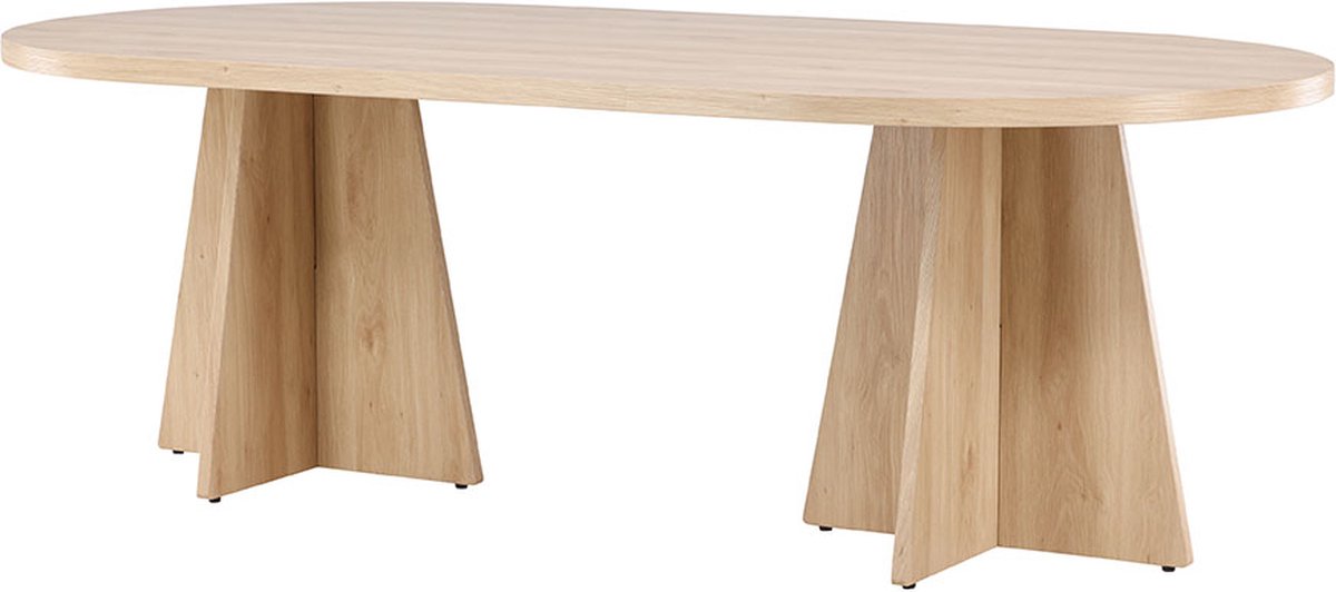 Bootcut eetkamertafel ovaal 115x230 cm whitewash.
