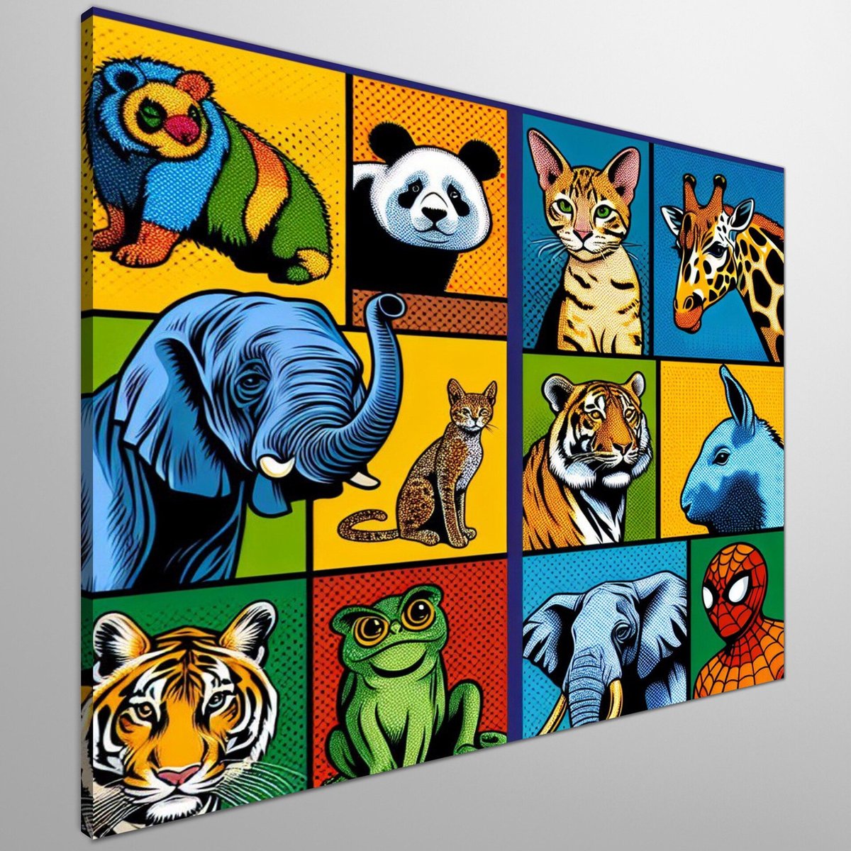 Pop art dieren schilderij | Dieren-in-technicolor: een levendige vertolking van de natuurlijke wereld | Kunst - 30x30 centimeter op Canvas | Foto op Canvas