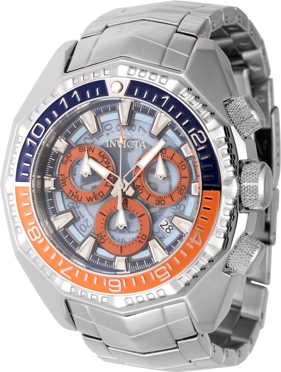 Invicta Akula 44294 Heren Horloge - Waterdicht - Analoog - Quartz Uurwerk - Roestvrij Staal met blauwe Wijzerplaat -55mm