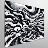 Acryl zwart wit schilderij | Monochroom meesterwerk: een dans van licht en schaduw | Kunst - 20x20 centimeter op Canvas | Foto op Canvas