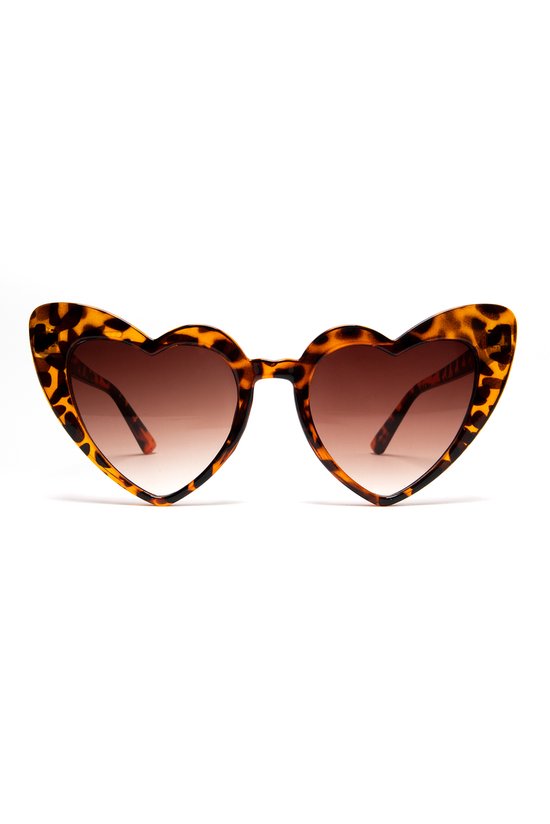 KIMU Zonnebril Hartjes Cat Eye - Bruin Luipaard Montuur - Bruine Gradient Glazen - Vintage Seventies Hippie Retro Love Festival van KIMU — afbeelding 2