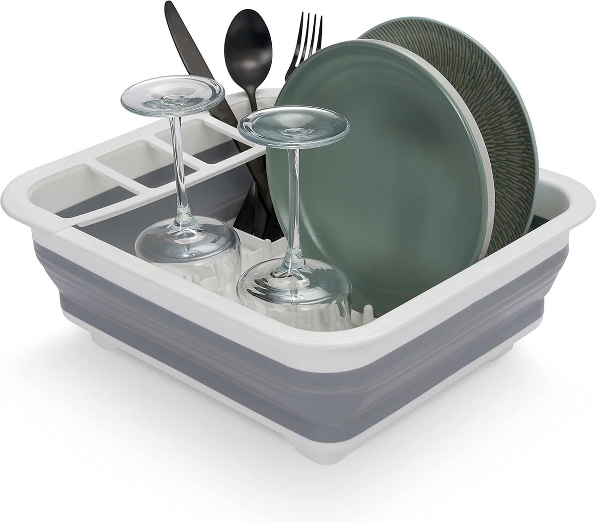 Goedkoopste Opvouwbaar Siliconen Afdruiprek - Ruimtebesparend en Sterk voor Kamperen - Camper Woonwagen Wohnmobil afdruiprek met lekbak inklapbaar