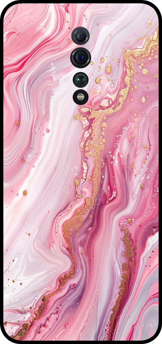 Smartphonica Telefoonhoesje Geschikt voor Oppo Reno Z met marmer opdruk - TPU backcover case marble design - Roze geschikt voor Oppo Reno Z