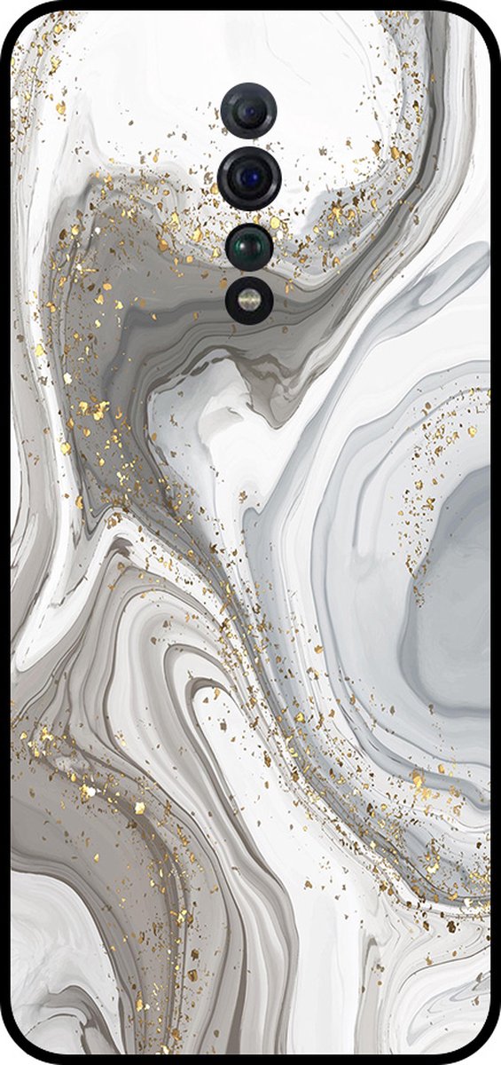 Smartphonica Telefoonhoesje Geschikt voor Oppo Reno Z met marmer opdruk - TPU backcover case marble design - Zilver geschikt voor Oppo Reno Z