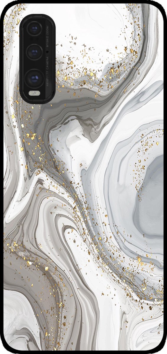 Smartphonica Telefoonhoesje Geschikt voor Oppo Find X2 met marmer opdruk - TPU backcover case marble design - Zilver geschikt voor Oppo Find X2