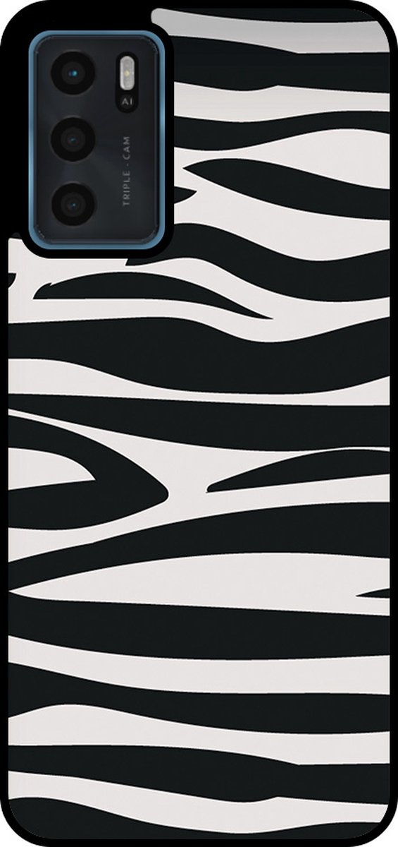 Smartphonica Telefoonhoesje Geschikt voor Oppo A16 / A16s / A54s met zebra opdruk - TPU backcover case zebra design - Zwart Wit geschikt voor Oppo A16;Oppo A16s;Oppo A54s