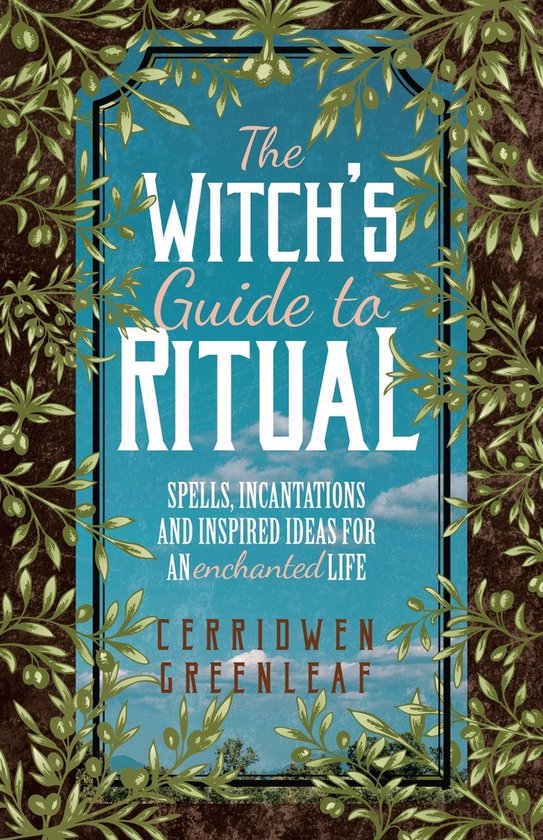 Couverture du livre 'The Witch's Guide to Ritual', titre en gros caractères, encadré de branches vertes.