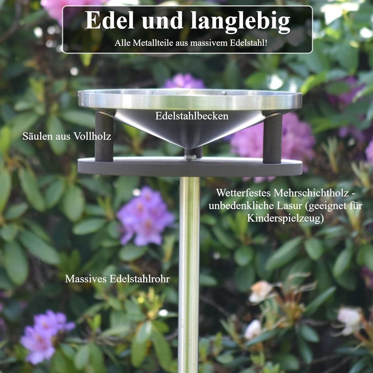 Mngren vogelbad, vogelbad voor buiten, paradijs, 89 cm, metaal, kom Mngren vogelbad, vogelbad voor buiten, paradijs, 89 cm, metaal, kom