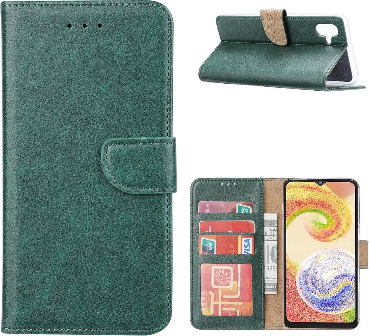Samsung Galaxy S22 Ultra Bookcase Groen - Goede Kwaliteit - Boekhoesje -pasjes - Pashouder - Magneet - Magnetisch - Boekje