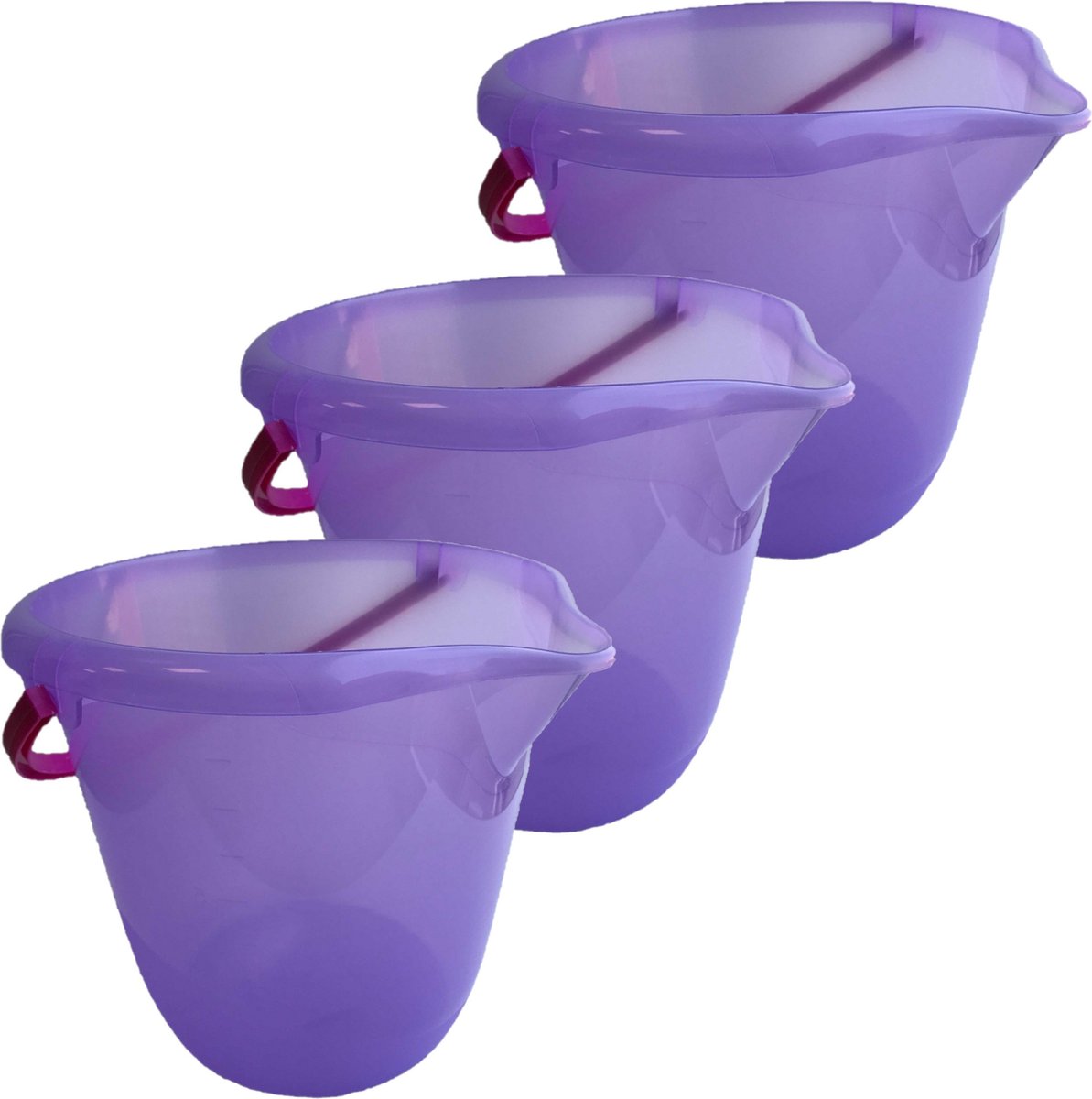 Goedkoopste Hega Hogar Emmer - 3x stuks - paars - kunststof - met handvat - 10 liter - 28 x 26 cm