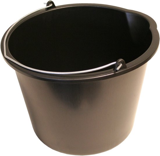 Bouwemmer 16 liter, wateremmer met schenktuit, mortelemmer, poetsemmer, tuinemmer van pvc, 12/16/20 liter, 16 liter (1 stuk