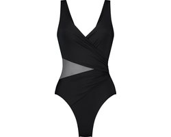 Hunkemöller Dames Badmode Badpak Shaping Shell Mesh - Zwart - maat 42