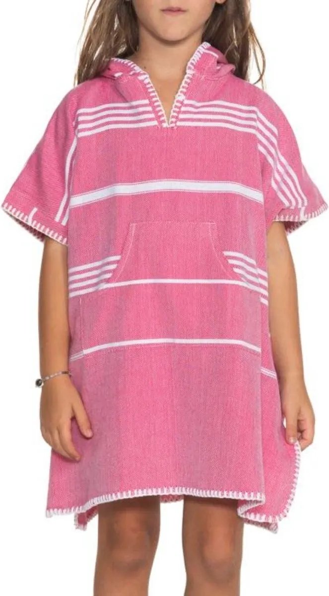Kids Zwemponcho Leyla Fuchsia - 2-3 jaar - jongens/meisjes/unisex pasvorm - poncho handdoek voor kinderen met capuchon - zwemponcho - badcape - badponcho van AquaJeans — afbeelding 2