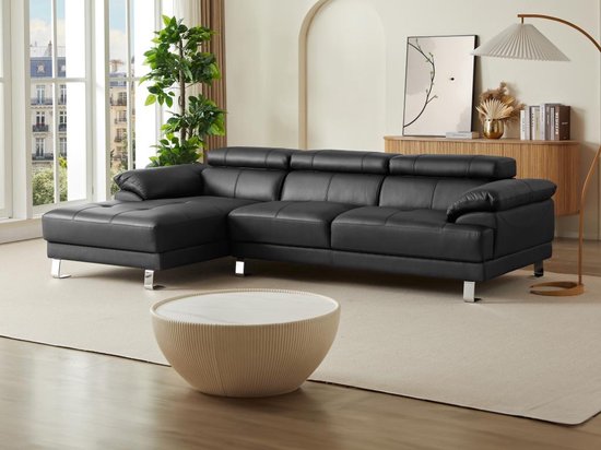 Foto: Linea sofa hoekbank van hoogwaardig leer excelsior ii zwart hoek links l 265 cm x h 74 cm x d 165 cm