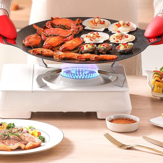 HURRISE poêle à griller ronde avec poignée Plaque de gril de barbecue