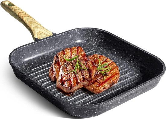 GiPP Braadpan met deksel 16/18 cm, 2-delige kookpan, kleine pan, inductie, steelpan met granieten antiaanbaklaag, sauspan, melkkan voor inductie, PFOA- vrij, grijs