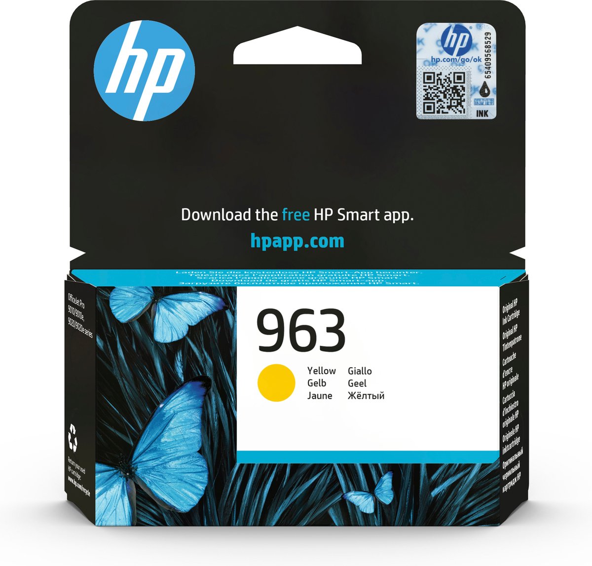 HP 963 - 10.7 ml - geel - origineel - Officejet - inktcartridge - voor Officejet Pro 9010, 9012, 9013, 9014, 9015, 9016, 9018, 9019, 9020, 9022, 9023, 9025, 9028