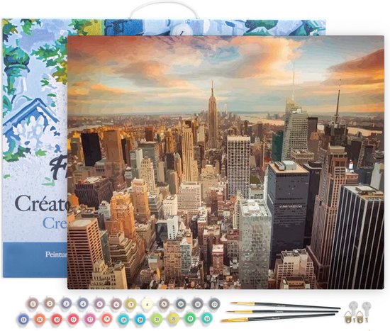 Figured'Art Schilderen op Nummer Volwassenen met lijst Reisposter Mont Saint-Michel- Handwerk acrylverf Kit DIY Compleet - 40x50cm Canvas al ingelijst