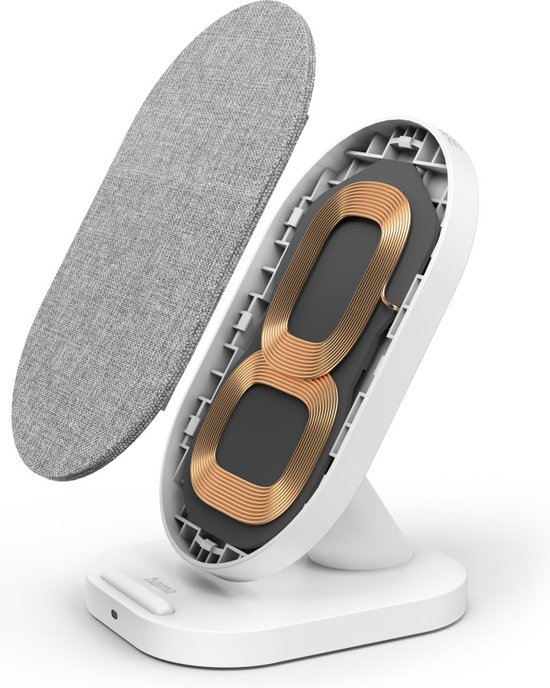 Chargeur sans fil Hama 10W - Chargement sans fil - Convient aux Smartphones dotés de la technologie Qi - Chargement sans fil - Chargement portrait et paysage - Fonction de Sécurité et LED- Incl. Câble USB-C - Wit