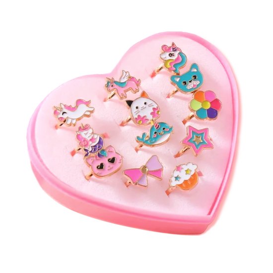 Foto: Kinder ringen set 12 stuks unicorn multi verstelbaar bijoux messing fashion favorite